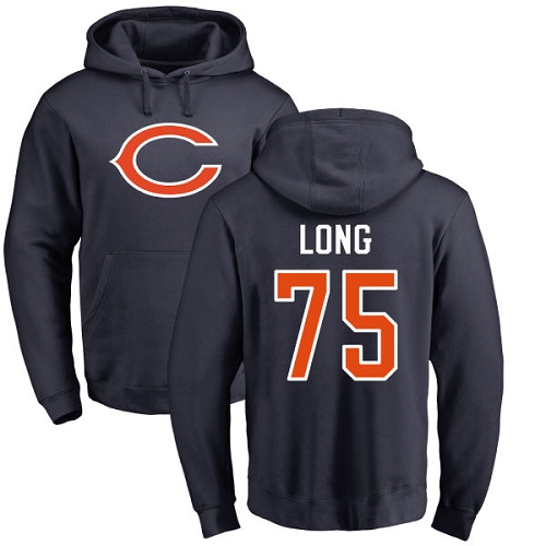 Chicago Bears Men Navy Blue Kyle Long Name and Number Logo NFL Football #75 Pullover Hoodie Sweatshirts